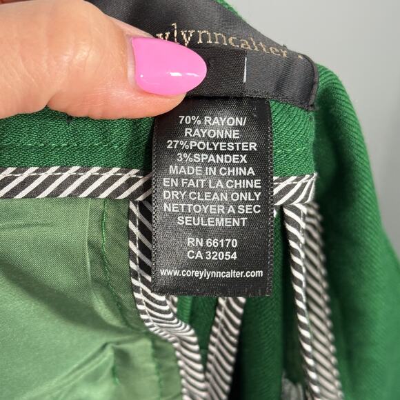 Corey Lynn Calter Green Sailor Flare Pants Size 4 Retro Nautical Wide Leg - Picture 8 of 8